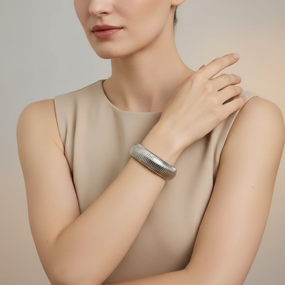 Wide Elastic Gold Steel Bracelet