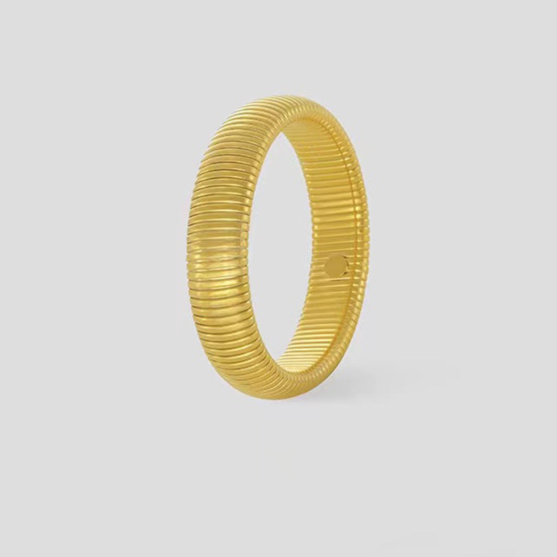 Wide Elastic Gold Steel Bracelet