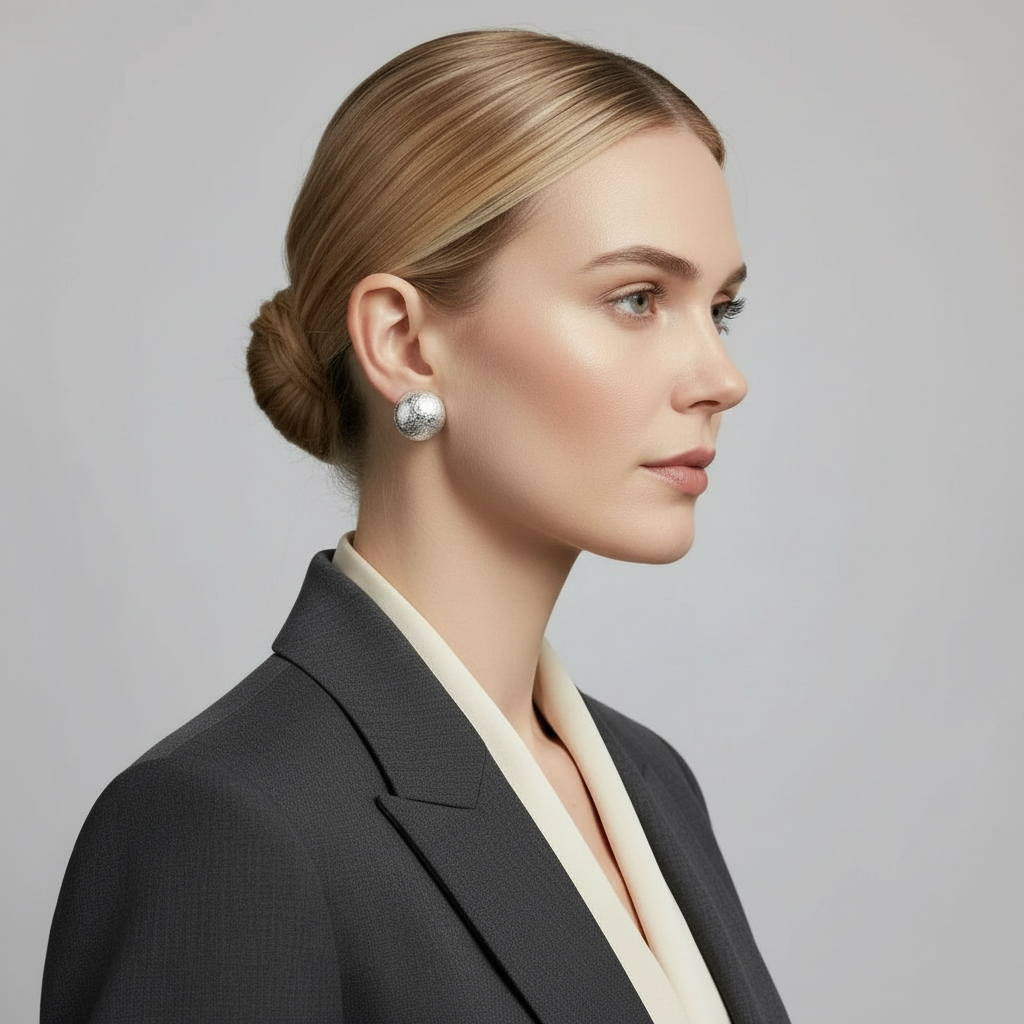 Textured Half-Circle Gold Stud Earrings for Everyday Workwear