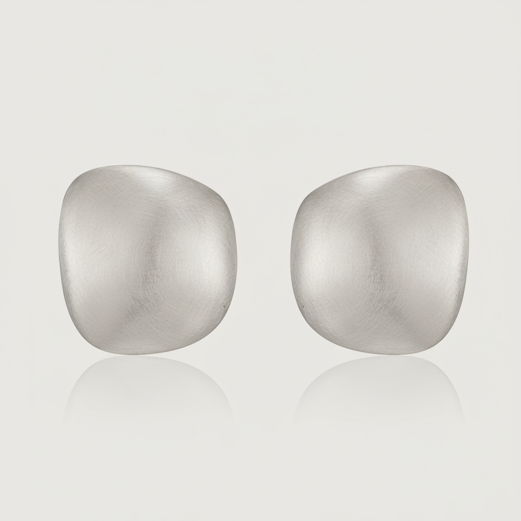 Brushed Square Gold Stud Earrings for Everyday Workwear