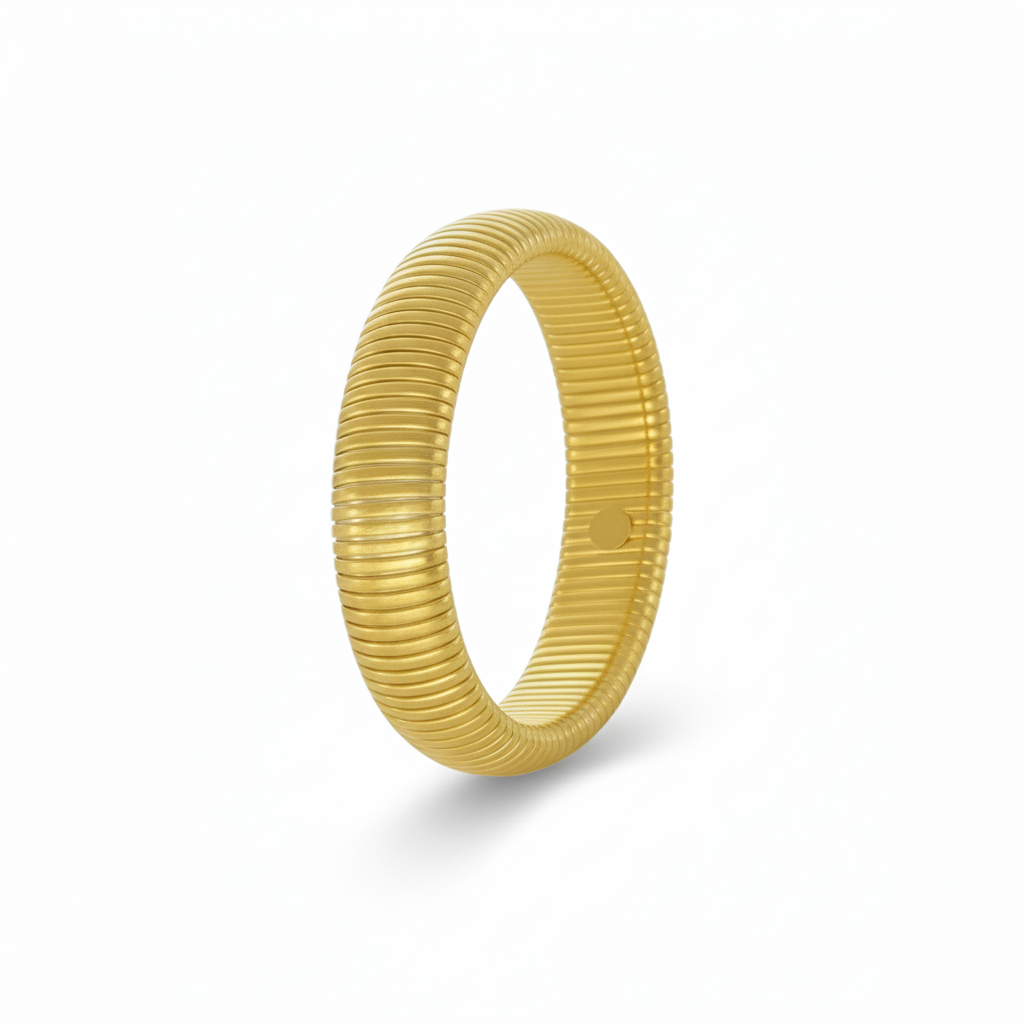 Wide Elastic Gold Steel Bracelet