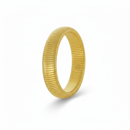 Wide Elastic Gold Steel Bracelet