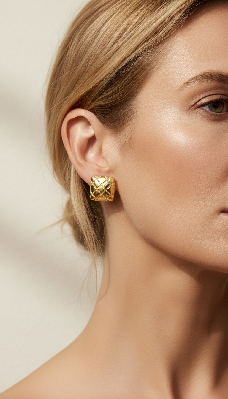 Textured Gold Stud Earrings