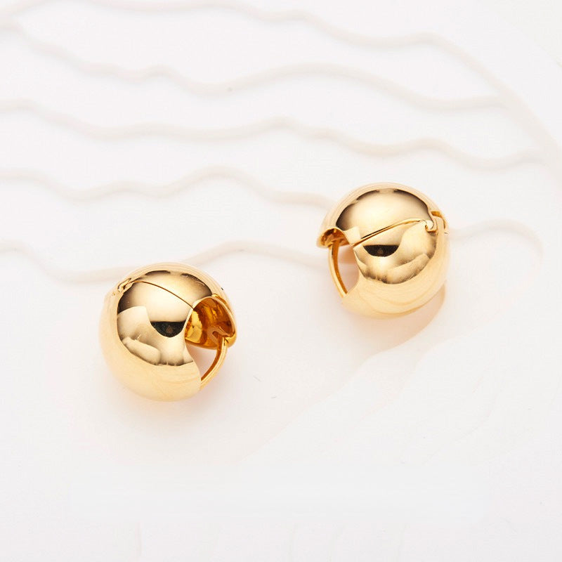 Minimalist Brushed Ball Stud Earrings