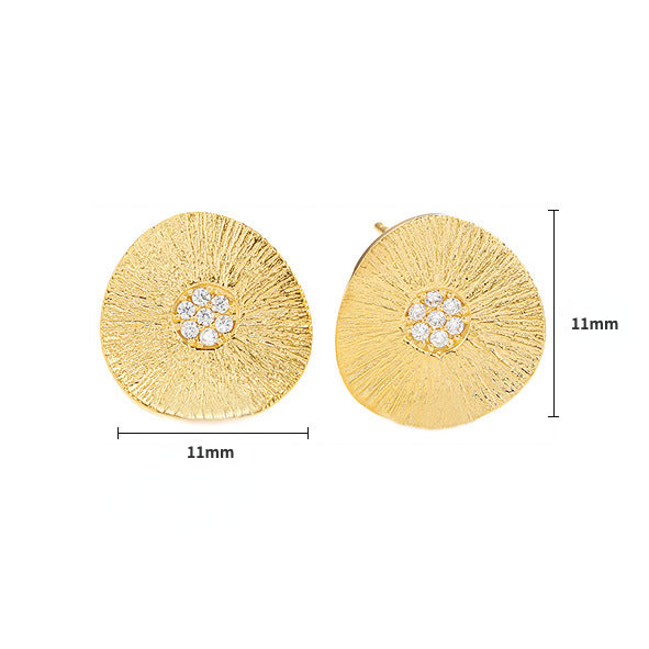 Trendy Lotus Leaf Shaped Brushed Stud Earrings