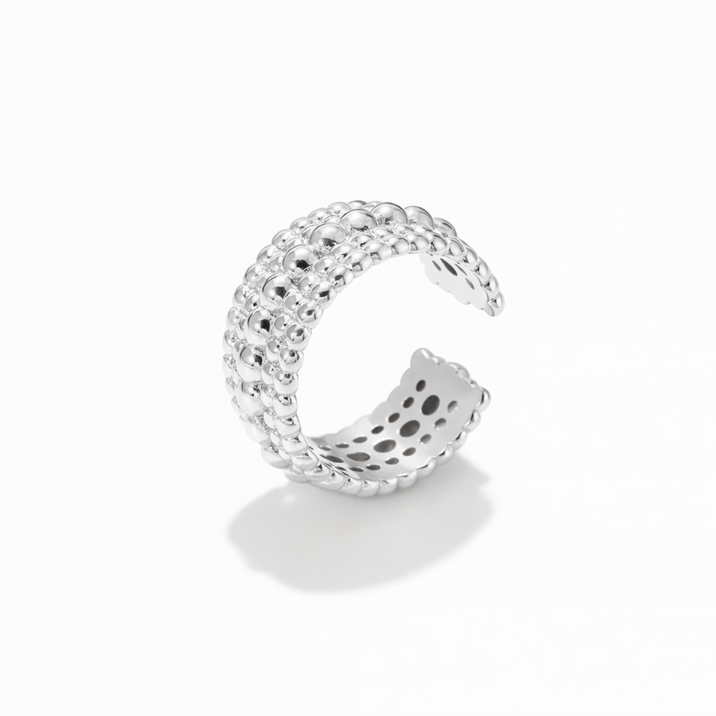 S925 Sterling Silver Layered Bubble Grid Ring