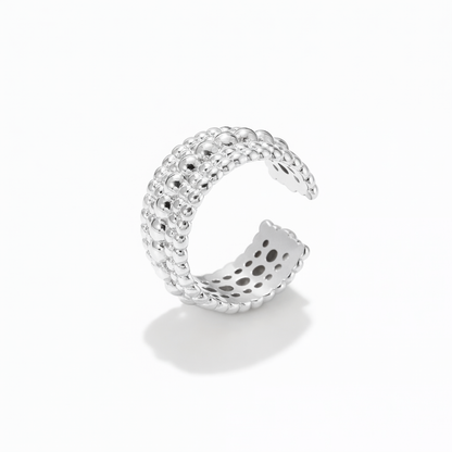 S925 Sterling Silver Layered Bubble Grid Ring