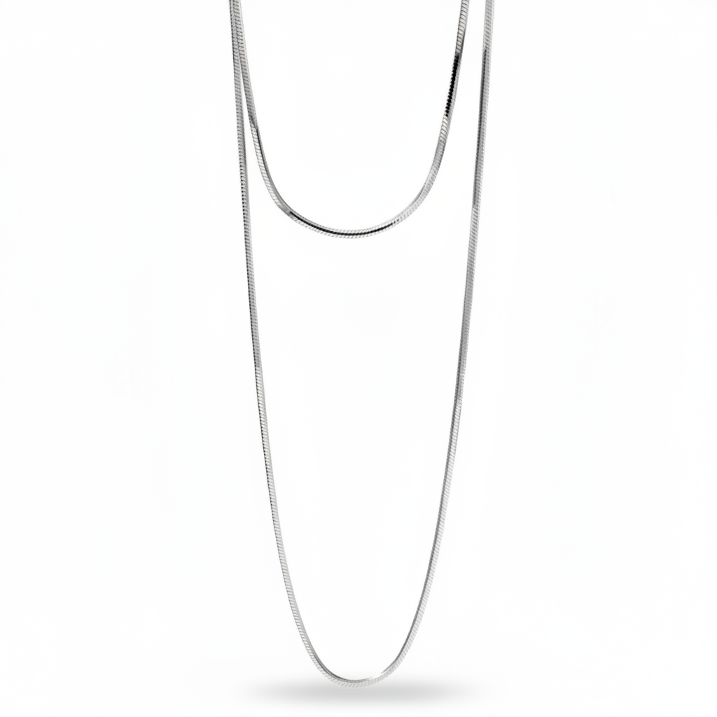 Sterling Silver Long Serpentine Chain Necklace