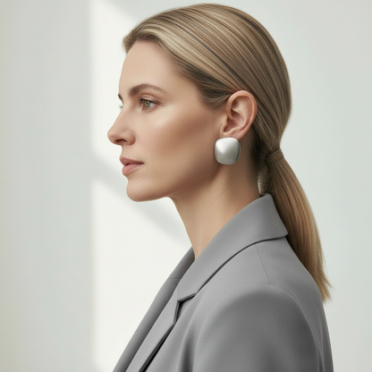 Brushed Square Gold Stud Earrings for Everyday Workwear